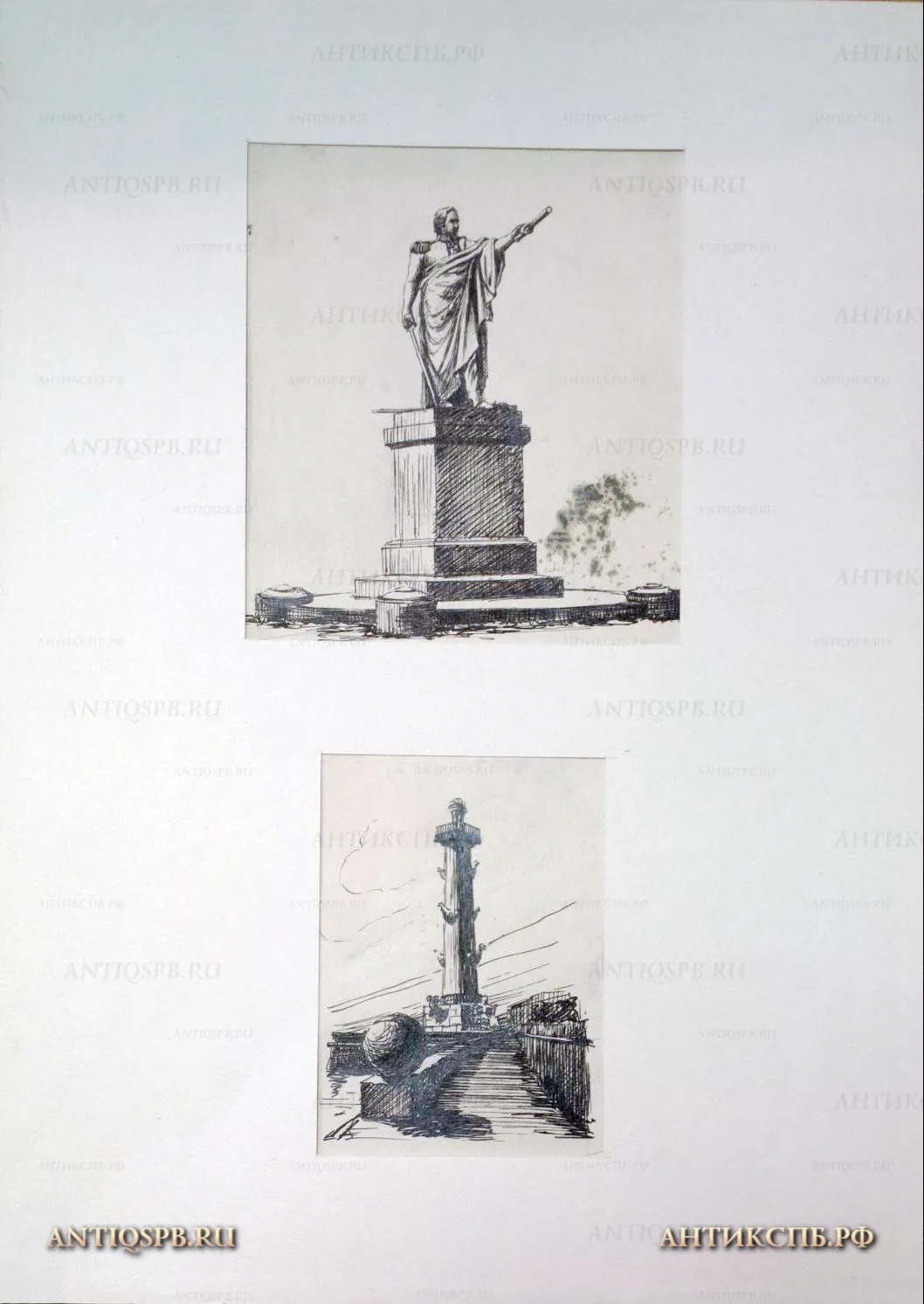 Рисунки "Памятник М.И. Кутузову" и "Ростральная колонна". №17339.107